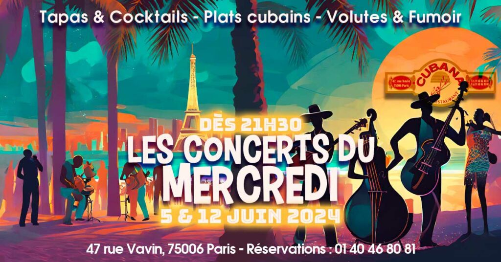 Affiche des concerts du 5 et 12 juin 2024 au Cubana Café