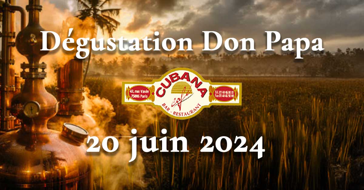 Affiche dégustation de rhum Don Papa le 20 juin 2024 au Cubana Café
